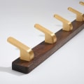 Miniatyrbillede 4 af 5: Generisk vægmonteret knagerække, entre knagerække, metal træ knagerække med 5 rustikke kroge til frakke, tørklæde, taske, håndklæde, nøgle, valnød guld mat