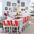 Miniatyrbild 5 av 7: Julstolsöverdrag Julstolsöverdrag Julstolsöverdrag Julmatstolsöverdrag För Julfest Dekoration Hem,Kök Santa Claus