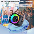 Pikkukuva 4 / 5: Karaoke-laite lapsille ja aikuisille, Mini kannettava Bluetooth-karaokekaiutin 2 langattomalla mikrofonilla ja valolla Black 2 mic