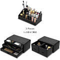 Miniatyrbillede 3 af 5: Makeup Organizer 3 stykker Kosmetisk opbevaringsboks med 6 skuffer (sort)