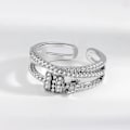 Miniatyrbillede 4 af 5: Threanic Triple-Spin Ring Selvstimulerende Anti-Angst Ring til Min Datter Feelief Zirconica Triple Fidget Ring Justerbar Åben Spinner Ring