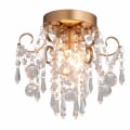 Miniatyrbillede 1 af 5: Mini Lysekrone Krystal Loftlampe Lille Guld Fladmonteret Lys til Indgang Soveværelse Badeværelse Gang Skab E12