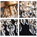 Miniatyrbillede 3 af 5: Mini Lysekrone Krystal Loftlampe Lille Guld Fladmonteret Lys til Indgang Soveværelse Badeværelse Gang Skab E12