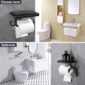 Pikkukuva 3 / 5: WC-paperiteline WC-paperiteline WC-paperiteline matkapuhelintelineellä seinäkiinnitys rullateline seinäkiinnitys kylpyhuoneen tarvikkeet musta