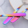 Pikkukuva 5 / 6: Bouillon-lusikka setit, 7-tuumaiset pyöreät keittolusikat, ruostumattomasta teräksestä valmistetut pöytäruokailulusikat (Gradient Rainbow) COLORFUL