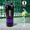 Miniatyrbillede 3 af 6: Protein shaker flaske 16oz shaker flaske til proteinshakes, protein shaker med opbevaring og mix kugle, 3 lag lækagesikker protein flaske purple
