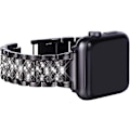 Miniatyrbilde 2 av 5: Kompatibel med Apple Watch-rem 38mm 40mm 41mm, Kvinner Glitrende Bling Krystall Rustfritt Stål Lenke Armbånd Erstatningsbånd for iwatch-serien black 38/40/41MM