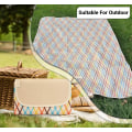 Miniatyrbillede 3 af 5: Vandtæt picnictæppe - 200×195cm strandtæppe med bærehåndtag - Sammenklappelig strandmåtte (regnbuegitter)