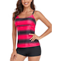 Pikkukuva 3 / 5: Naisten uima-asu Gradient Color Tankini Set Top shortsit matalavyötäröinen urheilullinen uimapuku bikinit red XL