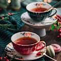Miniatyrbillede 1 af 5: Tekopper med underkopper og ske, 2 sæt af 8 oz blomsterkaffekrus med guldkant, kongeligt keramisk tekopsæt, espressokaffe lattekopper
