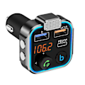 Pikkukuva 2 / 5: Auton Bluetooth 5.0 FM-lähetin Auton MP3-soitin Suuri mikrofoni Kaksi USB-pikalataus