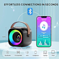 Pikkukuva 2 / 5: Karaoke-laite lapsille ja aikuisille, Mini kannettava Bluetooth-karaokekaiutin 2 langattomalla mikrofonilla ja valolla Black 2 mic