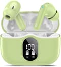 Trådlösa hörlurar Bluetooth 5.4 med LED-display, brusreducerande mikrofon, HiFi Stereo In-Ear-hörlurar, IP7 vattentäta för iPhone Android Grss green
