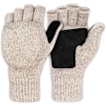 Miniatyrbild 1 av 5: Fingerlösa vinterhandskar konvertibla ullvantar för män och kvinnor - Varma termiska stickade flip-top snöhandskar för kallt väder