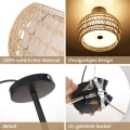 Pikkukuva 4 / 5: Vintage Boho Rattan Kattolamppu - Retro Paper Rope Kattovalaisin 3 Lamppua E27 Kanta Riippuvalaisin Pyöreä Kangasvarjostin Ripustuslamppu Ø32cm