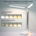 Pikkukuva 2 / 5: LED-pöytävalaisin, kaksoisvarsi pöytävalaisin 5 väritilalla ja 5 kirkkauden tasolla, 45 minuutin automaattinen ajastin, 3 yövalotilaa silmiä hoitava pöytä (valkoinen)