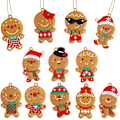 Miniatyrbillede 1 af 5: Jule-Peberkagepynt, 12 stk. Assorterede Ginger Man Lerfigurer med Snore til Juletræspynt