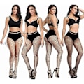 Miniatyrbild 2 av 4: 4-pack Plus Size Fisknätstrumpor, Svarta Fisknätsstrumpbyxor Lårstrumpor