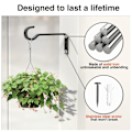 Miniatyrbillede 3 af 5: 2 stk. Heavy Duty udendørs planteophæng til hængende kurve, jernophæng til planter, metalplanteophæng, plantevægophæng, fuglefoder, sort