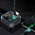 Pikkukuva 5 / 5: Auton Bluetooth 5.0 FM-lähetin Auton MP3-soitin Suuri mikrofoni Kaksi USB-pikalataus