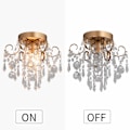 Miniatyrbillede 2 af 5: Mini Lysekrone Krystal Loftlampe Lille Guld Fladmonteret Lys til Indgang Soveværelse Badeværelse Gang Skab E12