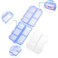 Miniatyrbild 5 av 5: 1-pack resetable pillerorganisator - 10 fack pillerfodral, kompakt och bärbar pillerask - blå