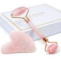 Miniatyrbillede 1 af 5: Gua Sha og ansigtsrulle, rulle rose quartz Gua Sha sten
