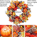 Miniatyrbilde 2 av 5: Høstkrans med LED-lys 40 cm Høstlønn, gresskar, bærkrans, kunstig blomsterkrans, inngangsdør