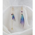 Miniatyrbillede 5 af 5: Par Wing Øreringe Resin Nyhed Dangle Øreringe Brude Kvast Drop Øreringe Sommerfugl Vinge Øreringe Sommerfugl Brude Øreringe Fancy
