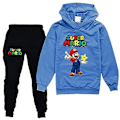 Miniatyrbillede 1 af 2: Børns drenge piger print hættetrøje toppe + joggingbukser afslappet outfit sæt træningsdragt blue 11-12 Years
