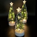Miniatyrbilde 1 av 5: 3 stk Bordplate Juletre med Lys Mini Kunstig Juletre med LED Lyslenke Julefest Dekorasjon Miniatyr Bordpynt Hjem Warm light