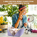 Miniatyrbillede 2 af 5: Stor Kosmetisk Taske til Rejser - Makeup Taske, PU Læder Vandtæt Kosmetisk Taske (Lilla)