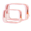 Miniatyrbillede 1 af 5: Transparent kosmetikpung, bærbar PVC vandtæt vaskepose opbevaringspose multifunktionel 2-delt sæt (pink)