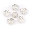 Miniatyrbillede 2 af 3: 500 stk. 10 mm forgyldte blomsterperlehatte hule blomsterperlehatte til smykkefremstilling (sølv)