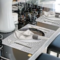 Miniatyrbilde 2 av 5: Sett med 6 vaskbare plassmatter laget av PVC-plast (glitter grå)