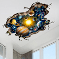 Miniatyrbilde 4 av 5: Stereoskopisk 3D veggbrytende univers planet veggklistremerke 80*120cm bakgrunnshimmel gulvklistremerke selvklebende