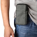 Miniatyrbillede 2 af 5: Universal Plaid Canvas Taljebælte til iPhone 11 Samsung Huawei Mobiltelefon Taljebælte Hængetaske (Mørkegrå)