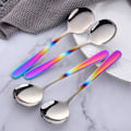 Pikkukuva 6 / 6: Bouillon-lusikka setit, 7-tuumaiset pyöreät keittolusikat, ruostumattomasta teräksestä valmistetut pöytäruokailulusikat (Gradient Rainbow) COLORFUL