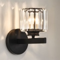 Miniatyrbillede 1 af 5: Retro krystal væglampe indendørs, E27 moderne soveværelse væglampe LED krystal væglamper, sort krystal væglampe til stue korridor