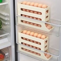 Miniatyrbild 5 av 5: Äggdispenser för kylskåp, automatisk rullande kylskåpsäggförvaringslåda, 4-lagers rullande äggförvaringslåda, äggorganiseringsbricka, grå