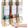Vægmonteret sæbedispenser - 3-rums brusedispenser 300 ml x3 til shampoo og sæbe guld Gold