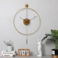 Miniatyrbild 2 av 2: Klassisk stor pendelväggklocka dekorativa konstväggklockor rund minimalistisk modern klocka icke tickande tyst metallväggklocka 50 cm guld