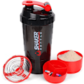 Miniatyrbillede 1 af 6: Protein shaker flaske 16oz shaker flaske til proteinshakes, protein shaker med opbevaring og mix kugle, 3 lag lækagesikker protein flaske red