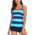 Pikkukuva 2 / 5: Naisten uima-asu Gradient Color Tankini Set Top shortsit matalavyötäröinen urheilullinen uimapuku bikinit blue XL