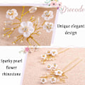 Miniatyrbild 5 av 5: Bröllopshårnålar Silver Sparkly Rhinestones Pärlor Blomhårnål Brudhårprydnader Gorgeous (Guld)