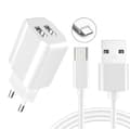 2xUSB snabbladdande väggadapter + USB-C-kabel, Samsung, Android Vit
