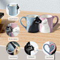 Miniatyrbilde 3 av 5: Katt Kaffe Par Mugs,Søte Morsomme Tekopper Sett,Bryllupskrus for Bryllupsdekorasjoner,Bryllupsgaver for Brud og Brudgom,Kyss Matchende Gave
