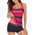 Pikkukuva 1 / 5: Naisten uima-asu Gradient Color Tankini Set Top shortsit matalavyötäröinen urheilullinen uimapuku bikinit red XL