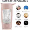 Miniatyrbillede 4 af 6: Elektrisk Shaker Flaske, Blender Flasker, Fremstillet med Tritan - BPA-fri - Bærbar Mixer Kop/USB Genopladelige Shaker Kopper pink
