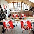 Miniatyrbild 6 av 7: Julstolsöverdrag Julstolsöverdrag Julstolsöverdrag Julmatstolsöverdrag För Julfest Dekoration Hem,Kök Santa Claus